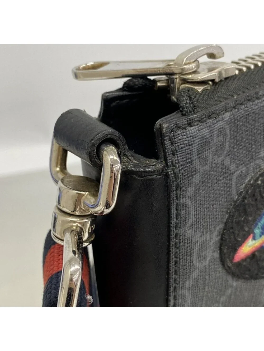 Gucci Shoulder Bag GG Supreme Black Silver